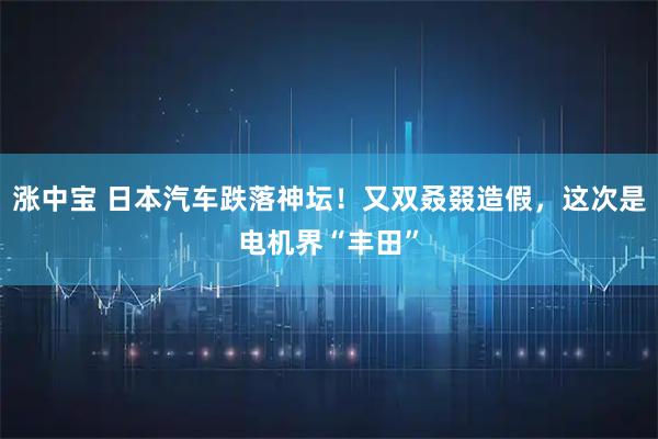 涨中宝 日本汽车跌落神坛！又双叒叕造假，这次是电机界“丰田”