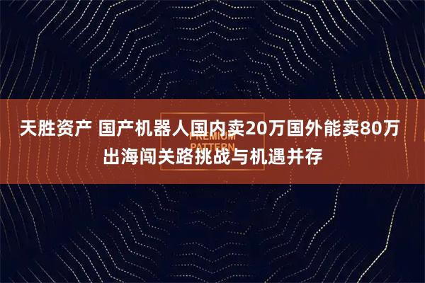 天胜资产 国产机器人国内卖20万国外能卖80万 出海闯关路挑战与机遇并存