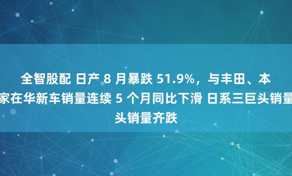 全智股配 日产 8 月暴跌 51.9%，与丰田、本田三家在华新车销量连续 5 个月同比下滑 日系三巨头销量齐跌
